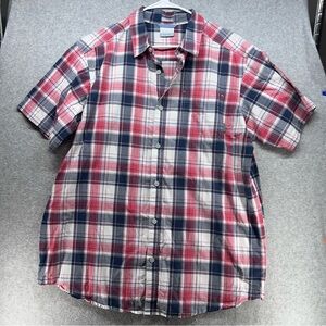 Columbia Red and Blue Plaid Button-Down Shirt
